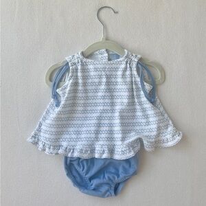 EUC Bella Bliss Pima Sally Swing Set - Blue Ticking